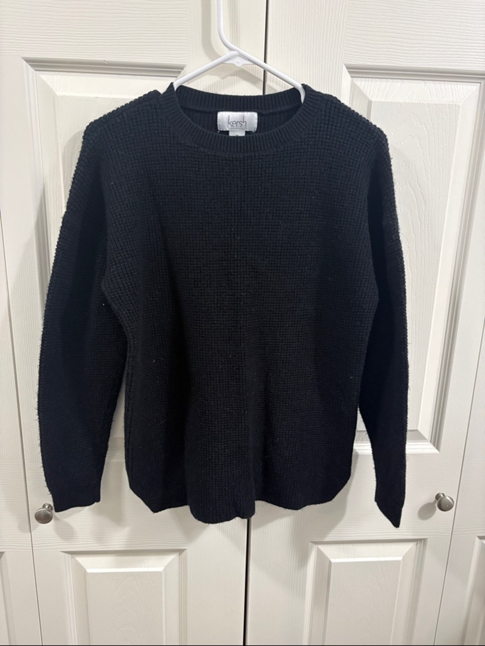 Kersh Men's Black Crewneck Knit Pullover